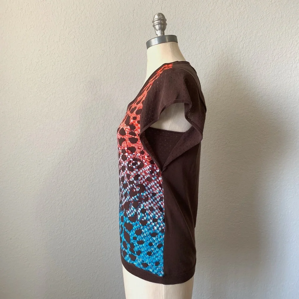 ETCETERA S/S Animal Print Scoop Neck Pullover Knit Tee Blouse Top - Picture 3 of 7